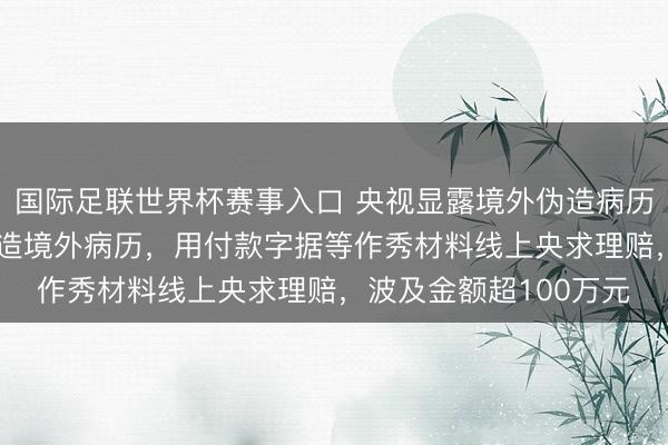 国际足联世界杯赛事入口 央视显露境外伪造病历骗保案：借“马甲”伪造境外病历，用付款字据等作秀材料线上央求理赔，波及金额超100万元