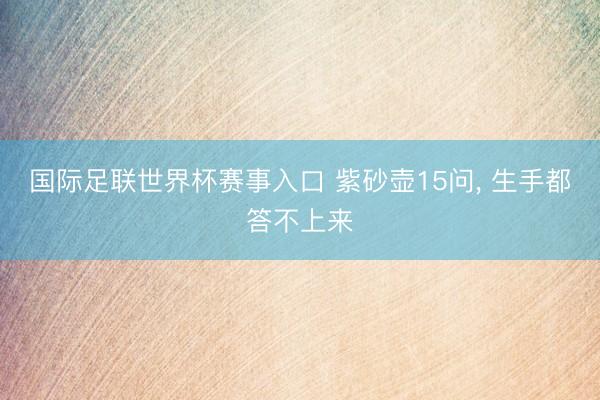 国际足联世界杯赛事入口 紫砂壶15问， 生手都答不上来