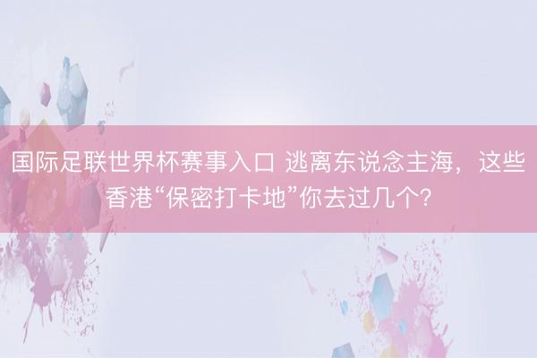 国际足联世界杯赛事入口 逃离东说念主海,这些香港“保密打卡地”你去过几个?
